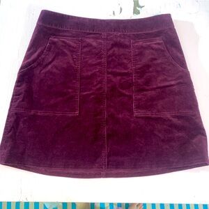 Express Corduroy Mini Skirt Women’s Size 12 Burgundy Pocket Front Maroon Stretch